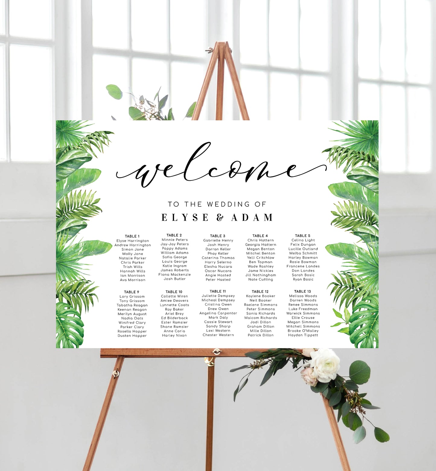 Nantucket Palm | Printable Seating Chart - Black Bow Studio