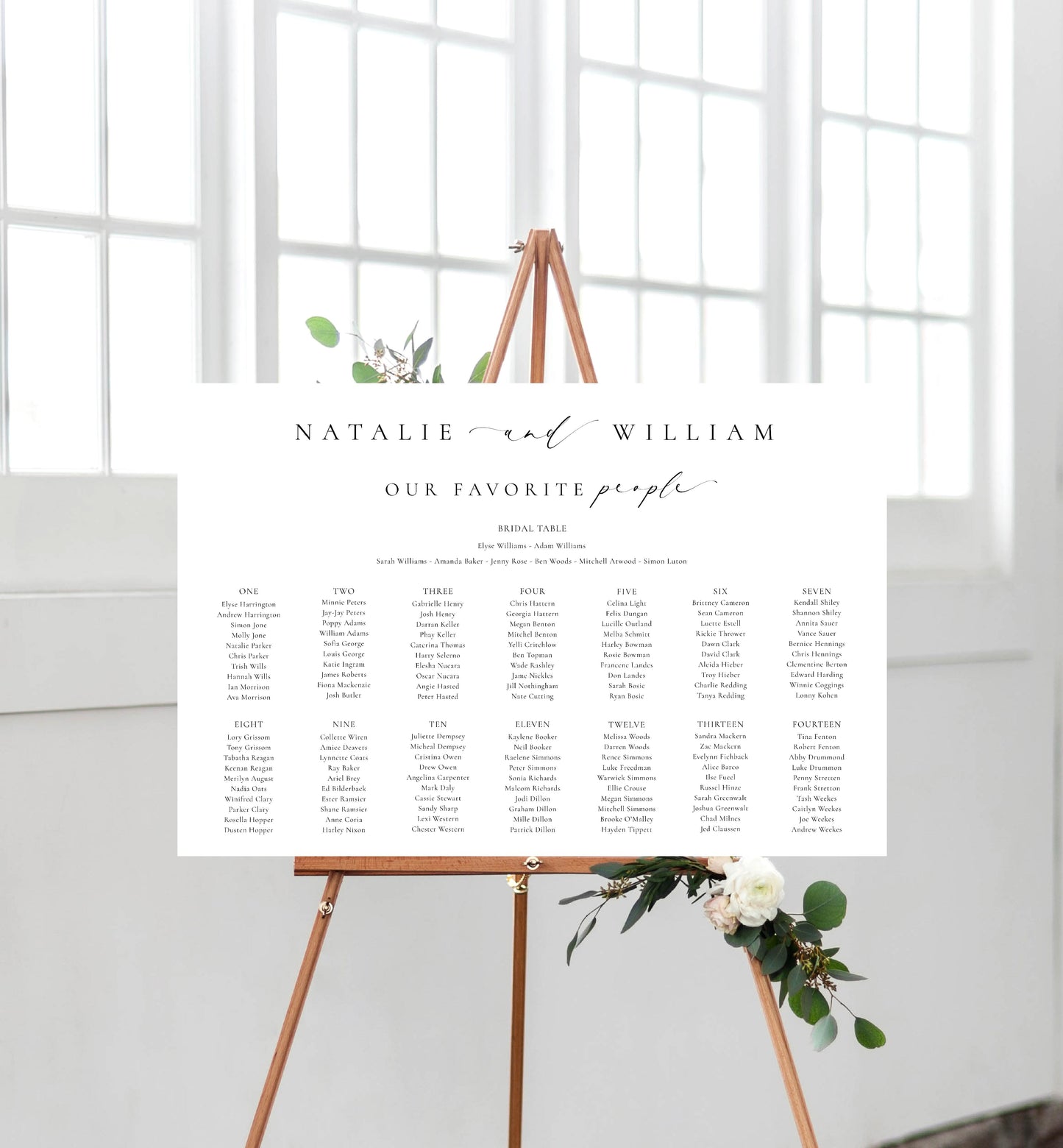 Ellesmere White | Printable Seating Chart Template