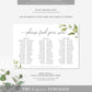 Darcy Greenery | Printable Seating Chart Template