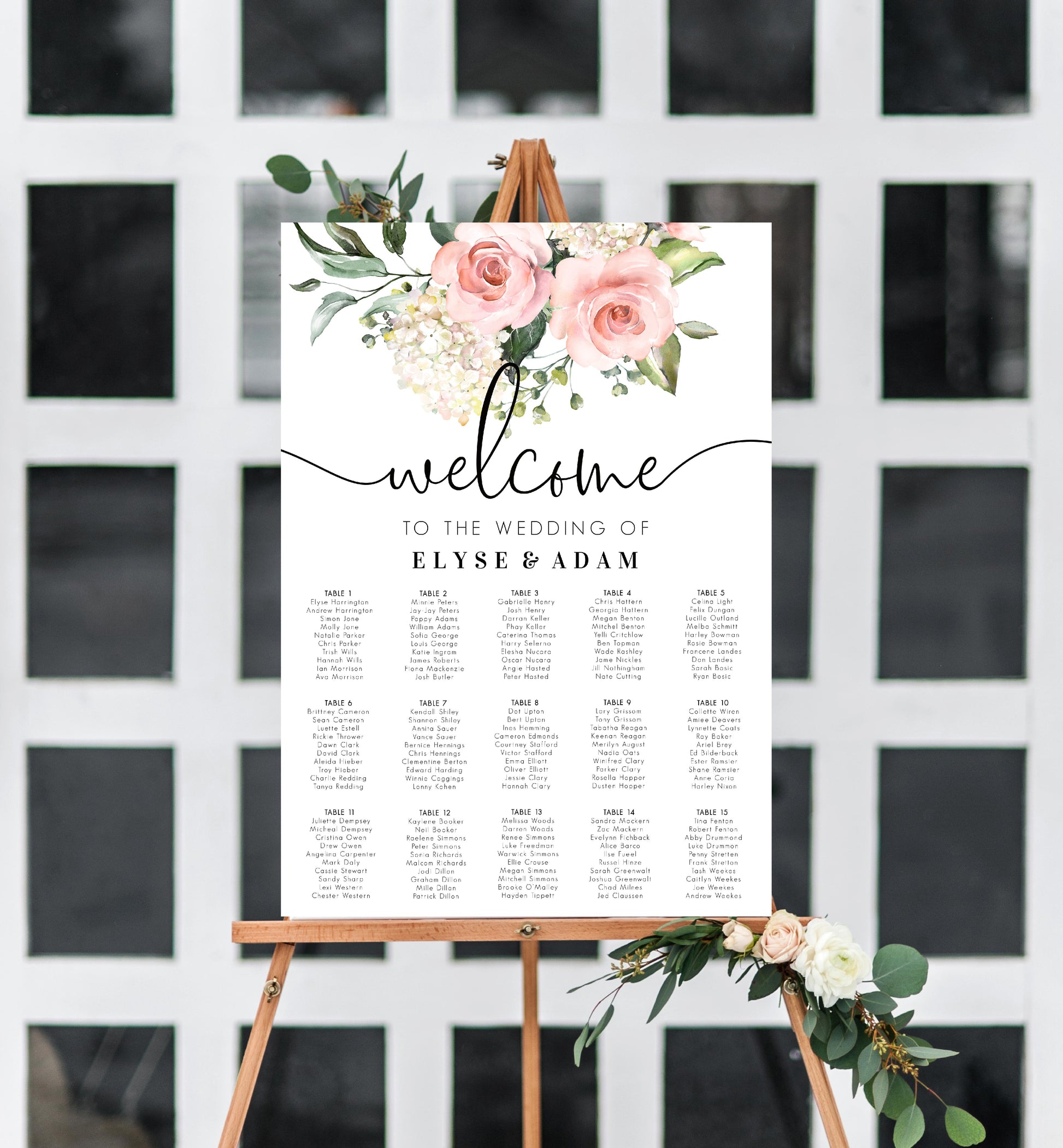 Darcy Floral Pink | Printable Seating Chart Template - Black Bow Studio