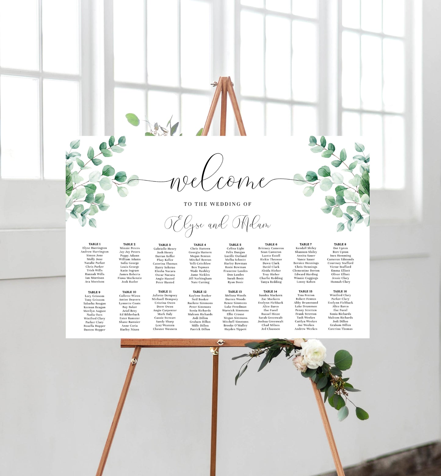 Ferras Blossom Greenery | Printable Seating Chart Template