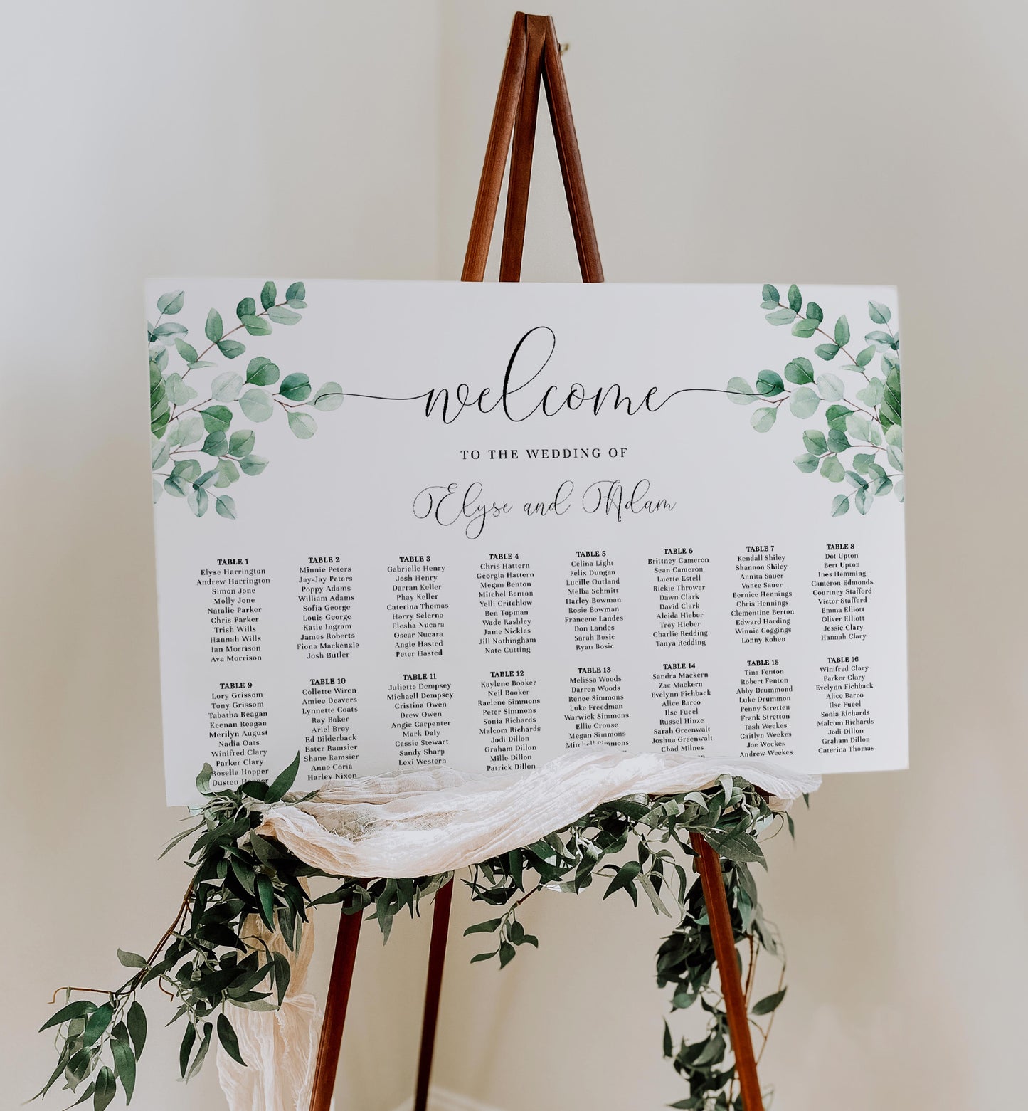 Ferras Blossom Greenery | Printable Seating Chart Template