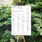 Leyton Script White | Printable Find Your Seat Seating Chart - Alphabetical