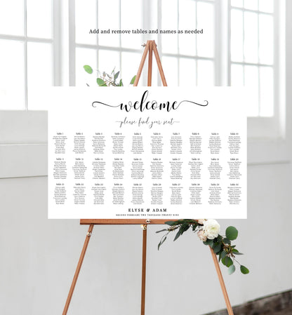 Leyton Script | Printable Seating Chart Template