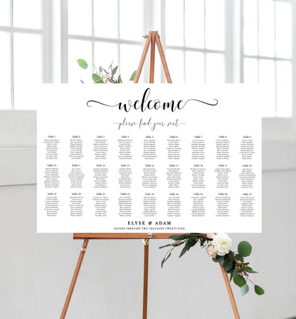 Leyton Script | Printable Seating Chart Template