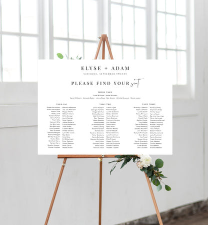 Printable 3 Banquet Table and Bridal Tables Seating Plan, Modern Minimal Seating Chart Template, Guest List Seating Plan Poster, Estelle