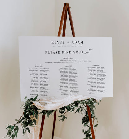 Printable 3 Banquet Table and Bridal Tables Seating Plan, Modern Minimal Seating Chart Template, Guest List Seating Plan Poster, Estelle
