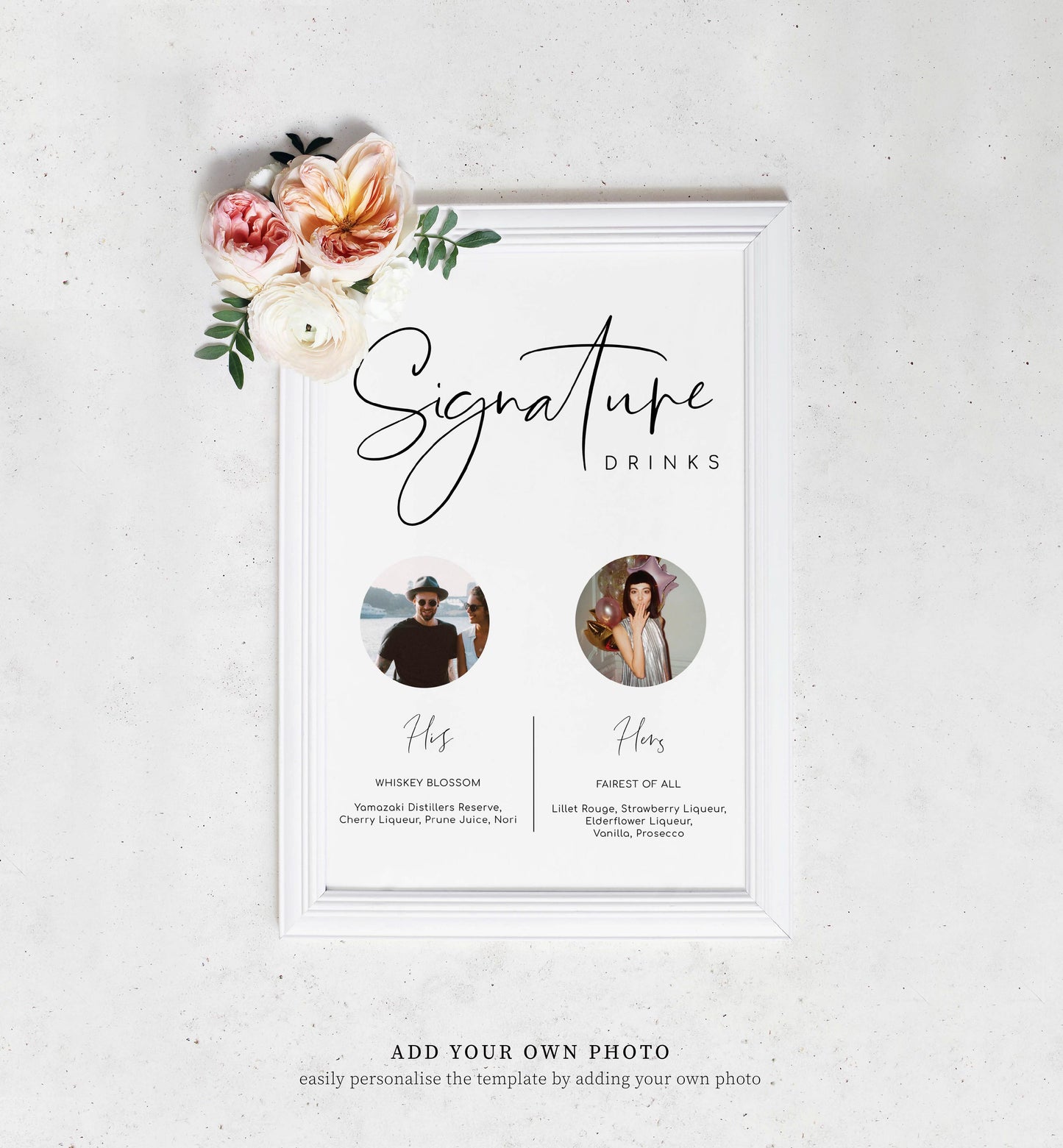 Gigi Script | Printable Signature Drinks Menu Template