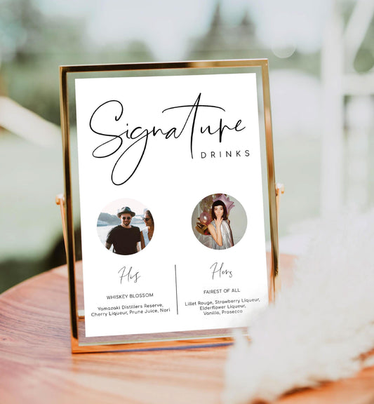 Gigi Script | Printable Signature Drinks Menu Template