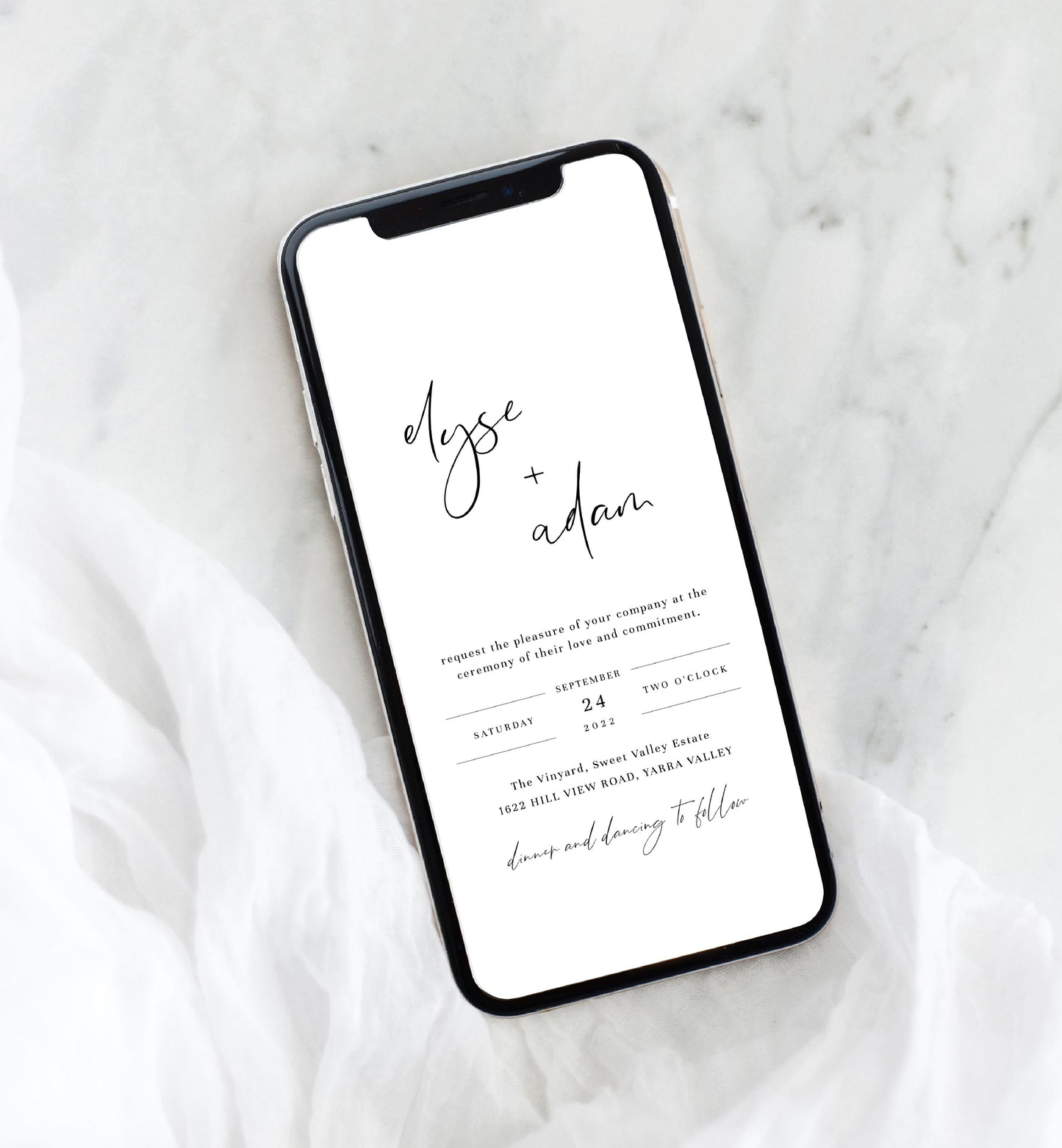 Gigi Script White | Smartphone Wedding Invitation