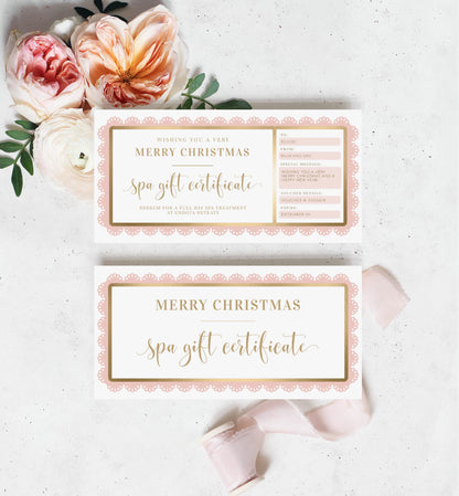 Fancy Scallop Pink | Printable Christmas Custom Gift Voucher Template
