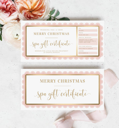 Fancy Scallop Pink | Printable Christmas Custom Gift Voucher Template
