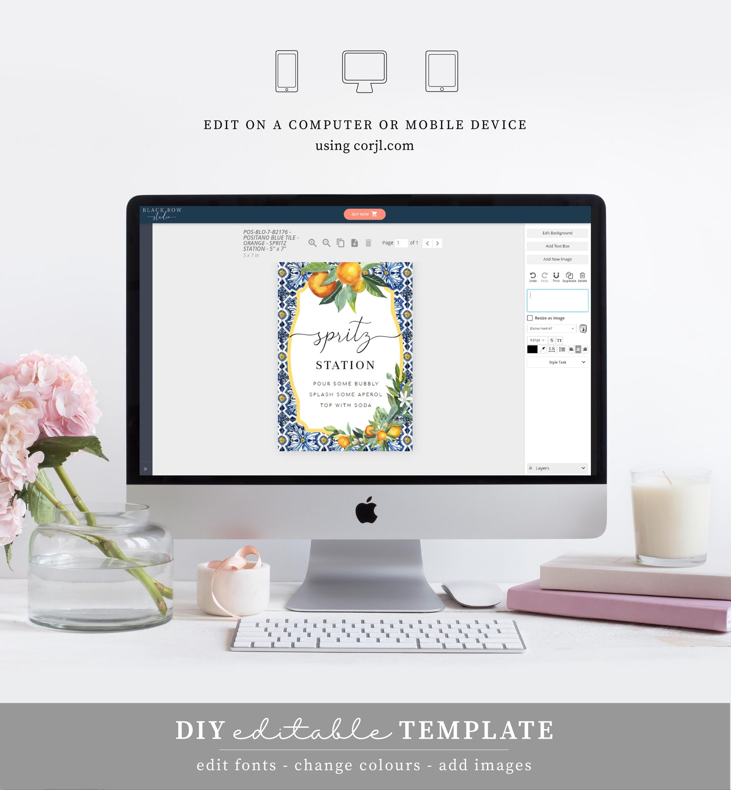 Positano Oranges | Printable Spritz Station Sign Template