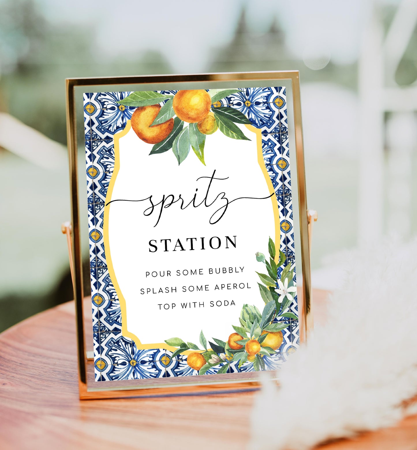 Positano Oranges | Printable Spritz Station Sign Template
