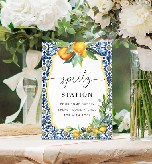 Positano Oranges | Printable Spritz Station Sign Template