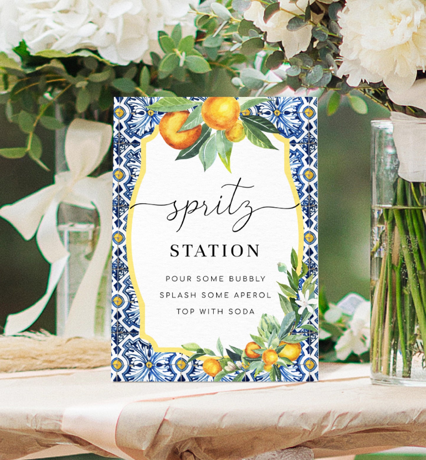 Positano Oranges | Printable Spritz Station Sign Template