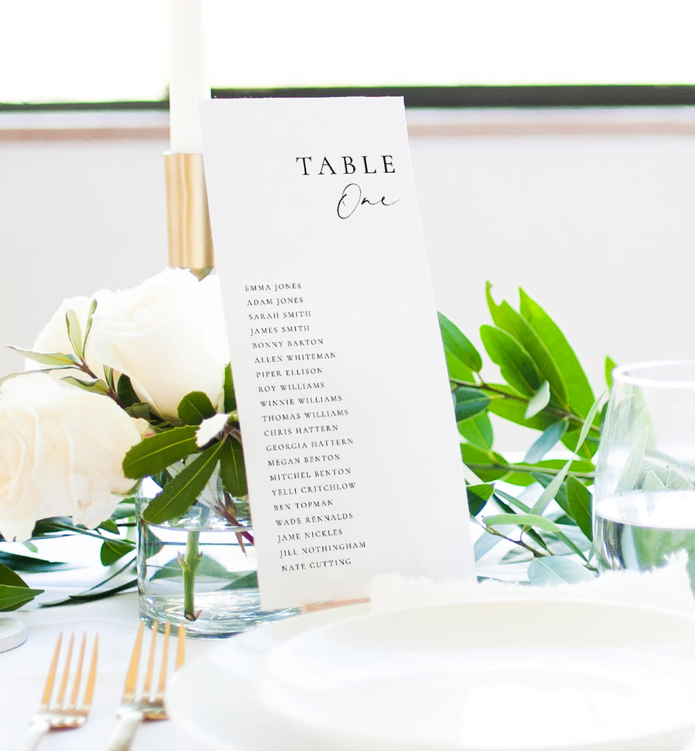 Ellesmere White | Printable Table Numbers Template – Black Bow Studio