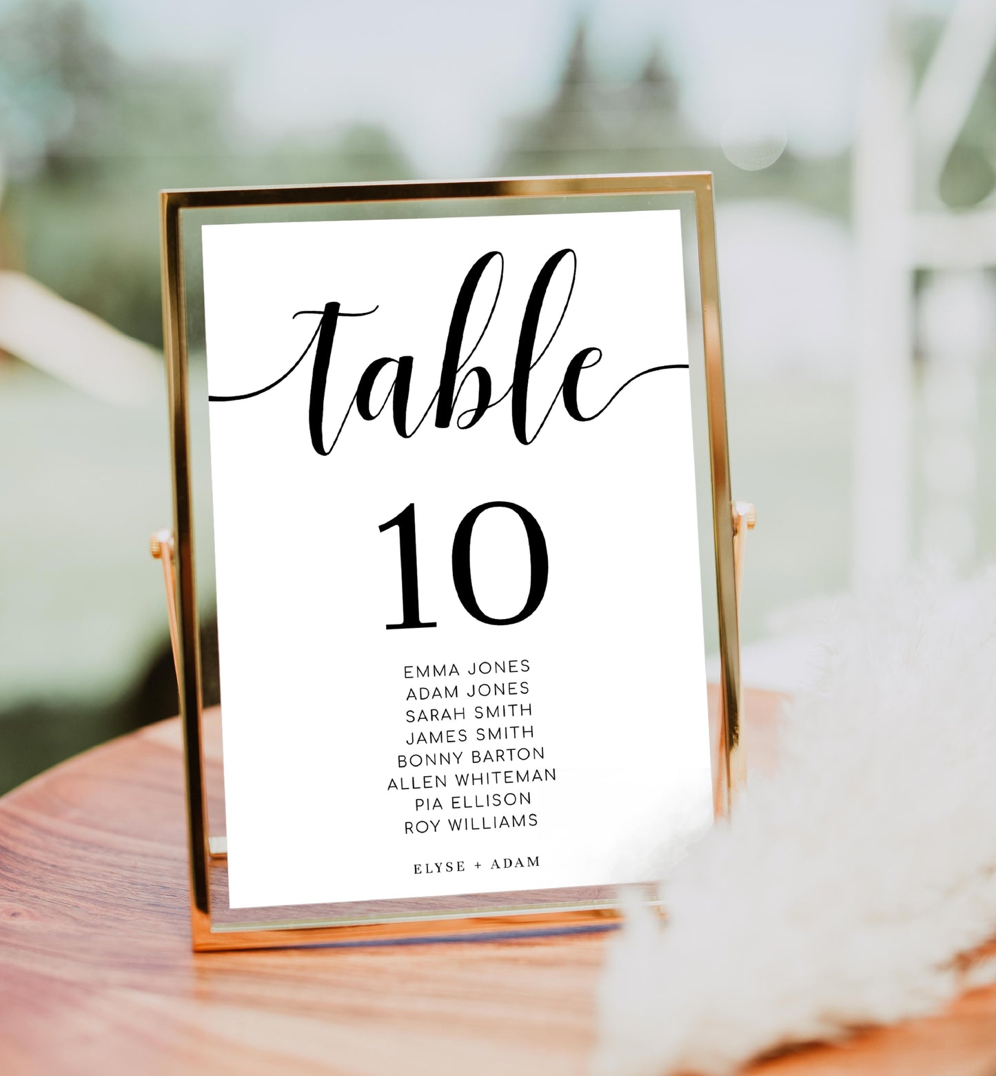 Leyton Script White | Printable Table Numbers Template