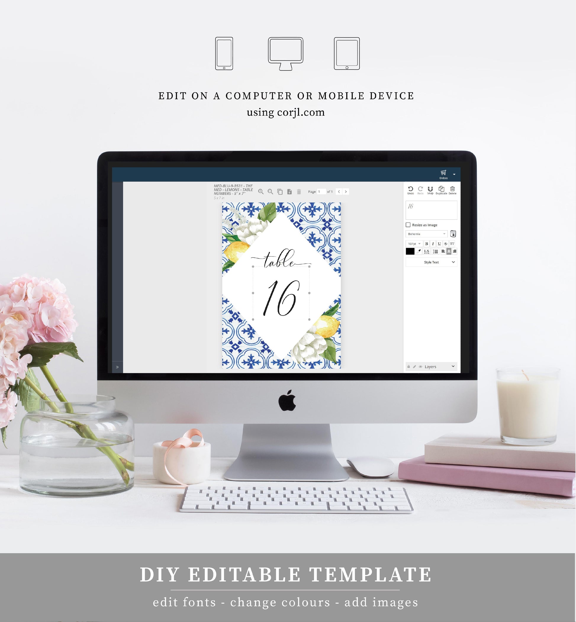 The Med Lemons | Printable Table Numbers - Black Bow Studio