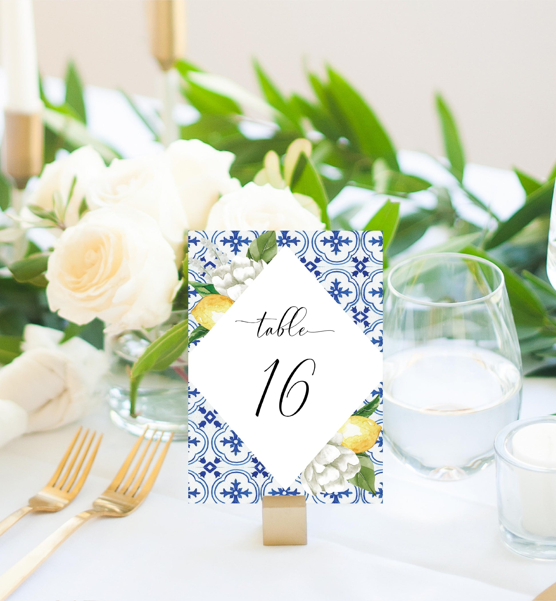 The Med Lemons | Printable Table Numbers - Black Bow Studio