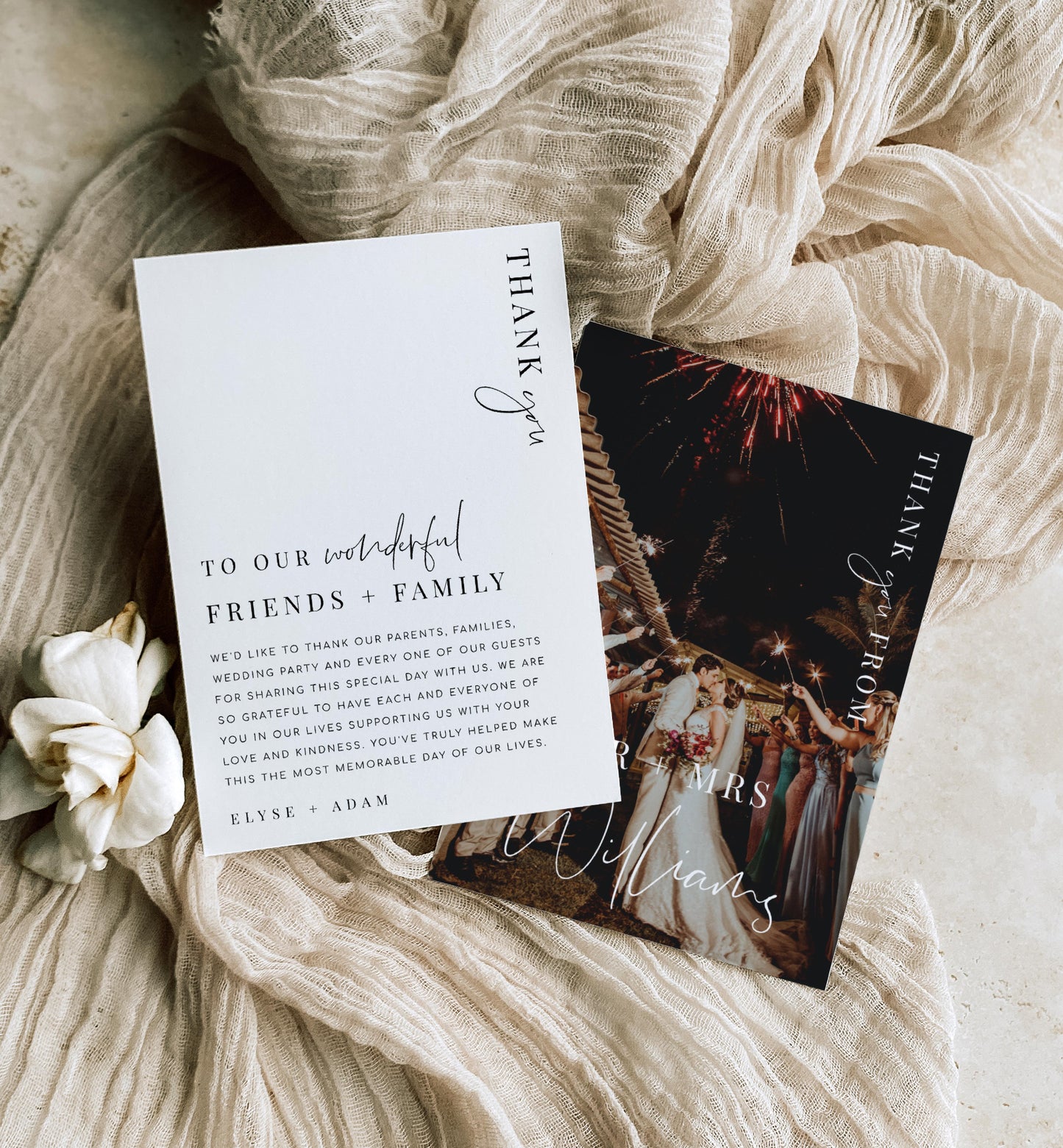 Estelle White | Printable Wedding Thank You Card Template