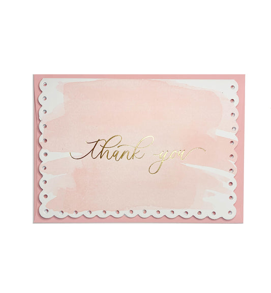 Watercolour Pink Gold | Thank You Greeting Card