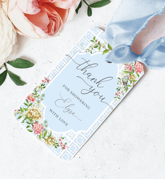 Trianon Blue | Printable Favour Tags - Black Bow Studio