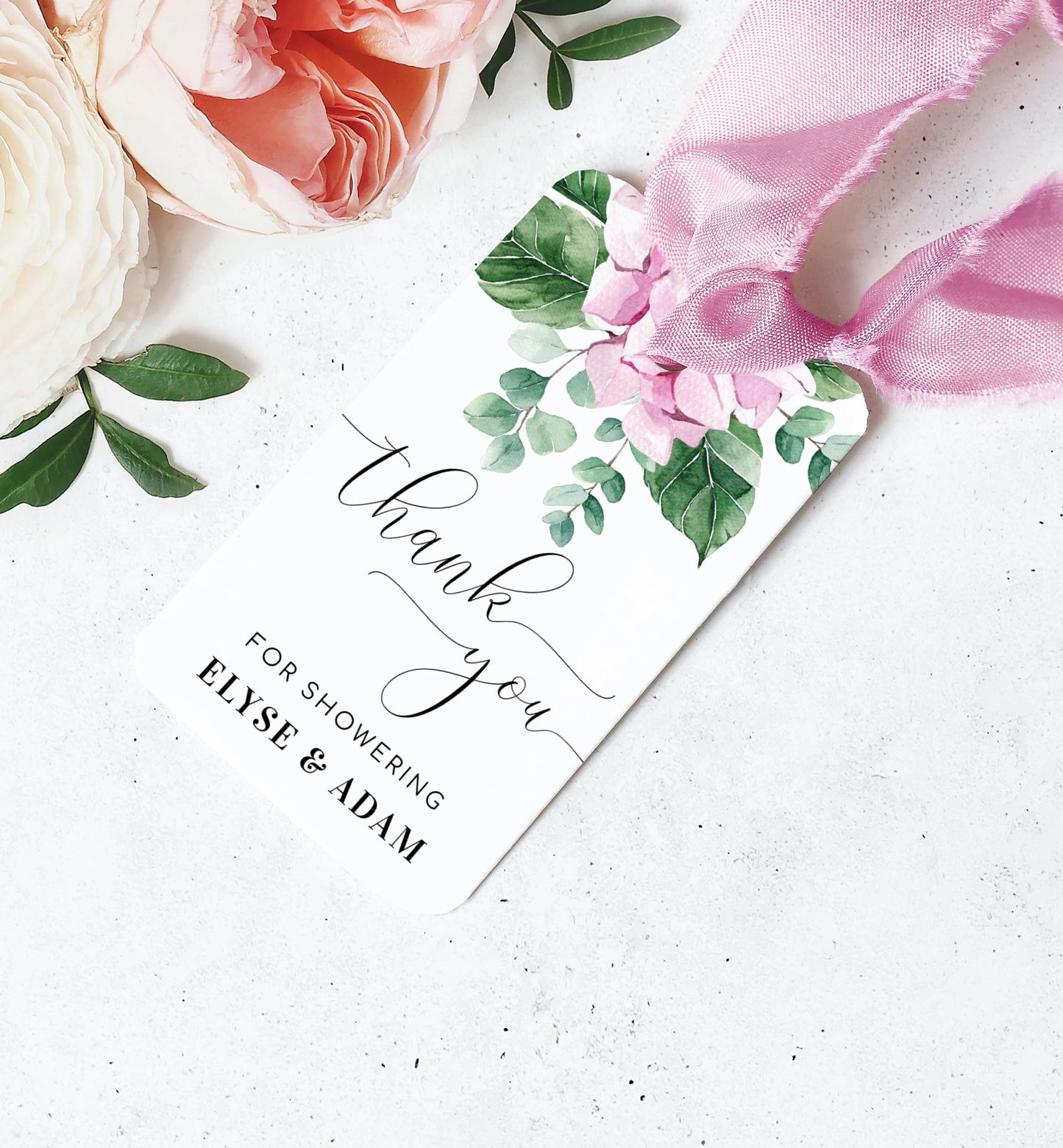 Ferras Blossom Pink | Printable Thank You Favour Tag Template