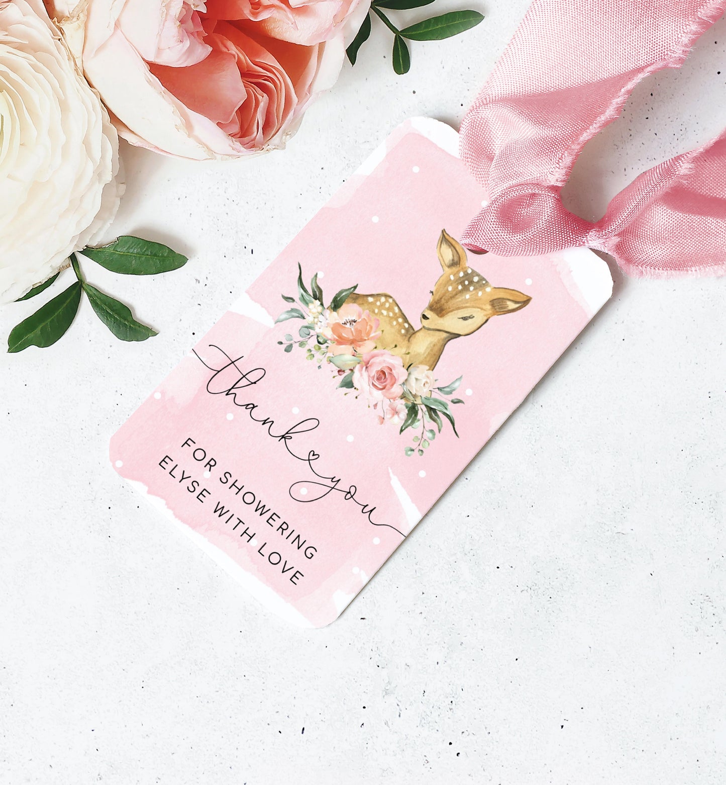 Oh Deer Pink | Printable Favour Tags - Black Bow Studio