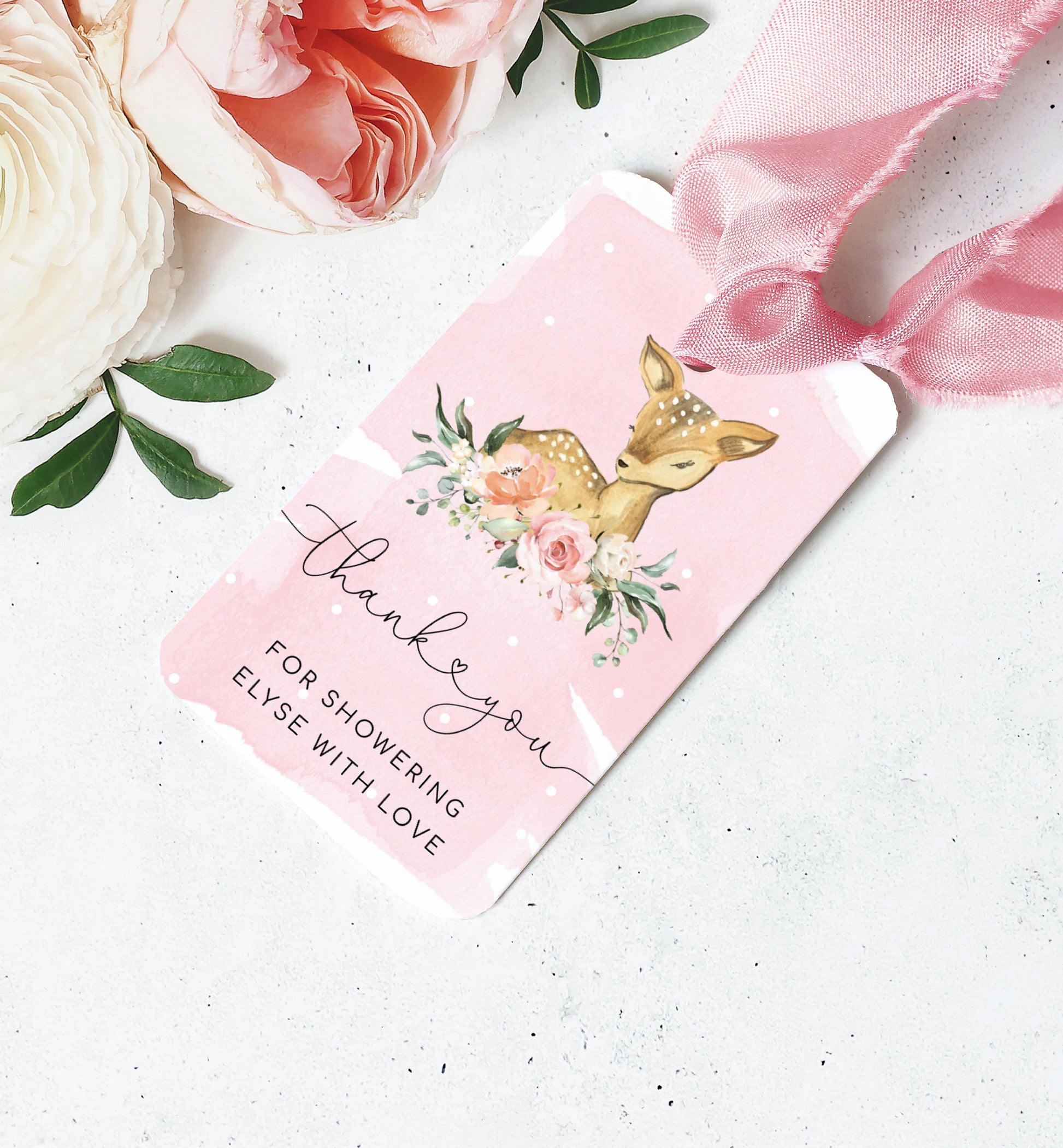 Oh Deer Pink | Printable Favour Tags - Black Bow Studio