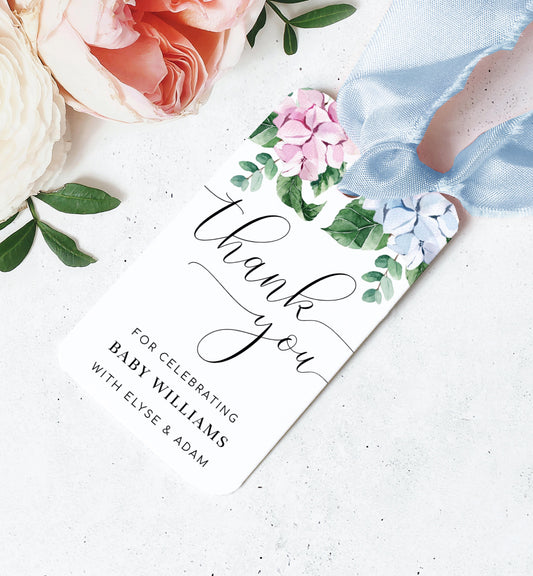 Ferras Blossom Pink Blue | Printable Thank You Favour Tags Template