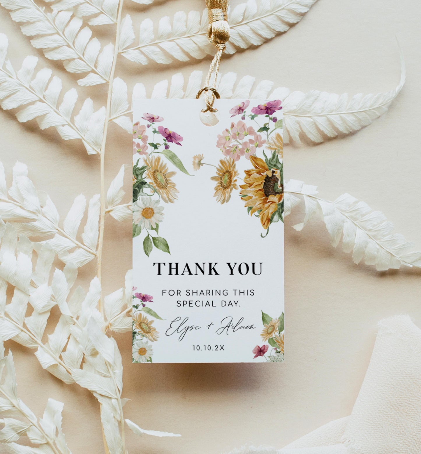 Mews Floral White | Printable Thank You Favour Tag