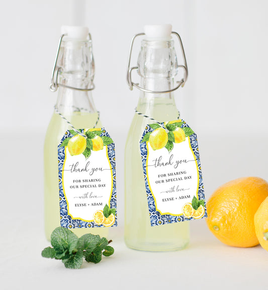 Positano Lemons | Printable Favour Tags Template - Black Bow Studio