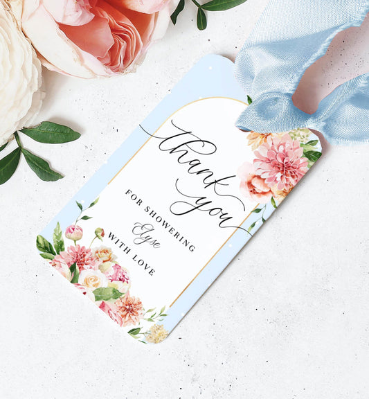 Quinn Floral Blue | Printable Favour Tags