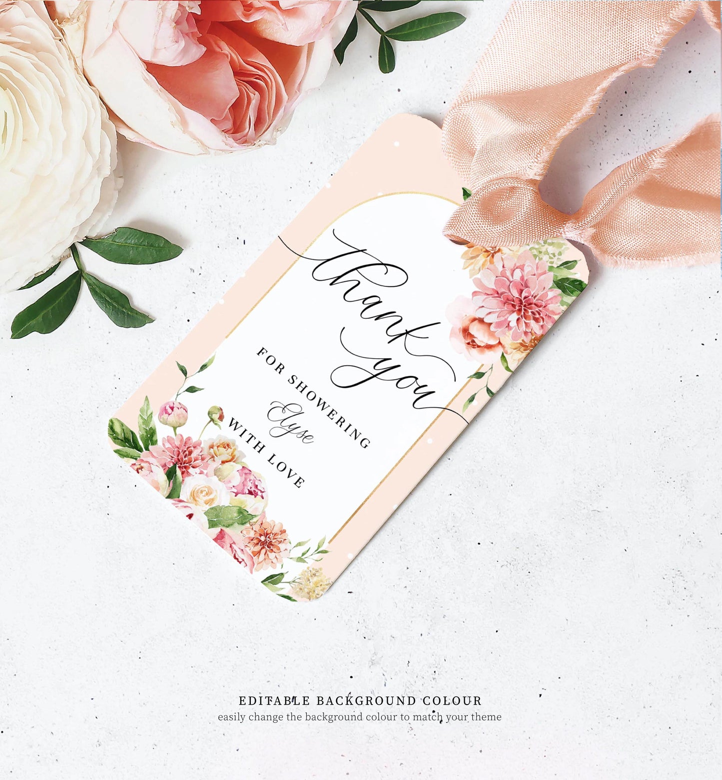 Quinn Floral Blue | Printable Favour Tags