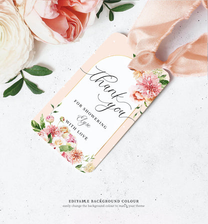 Quinn Floral Blue | Printable Favour Tags
