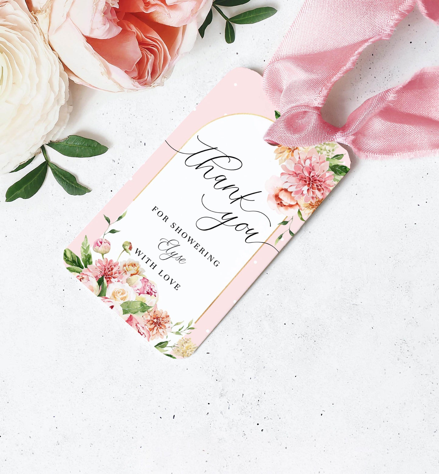 Quinn Floral Pink | Printable Favour Tags