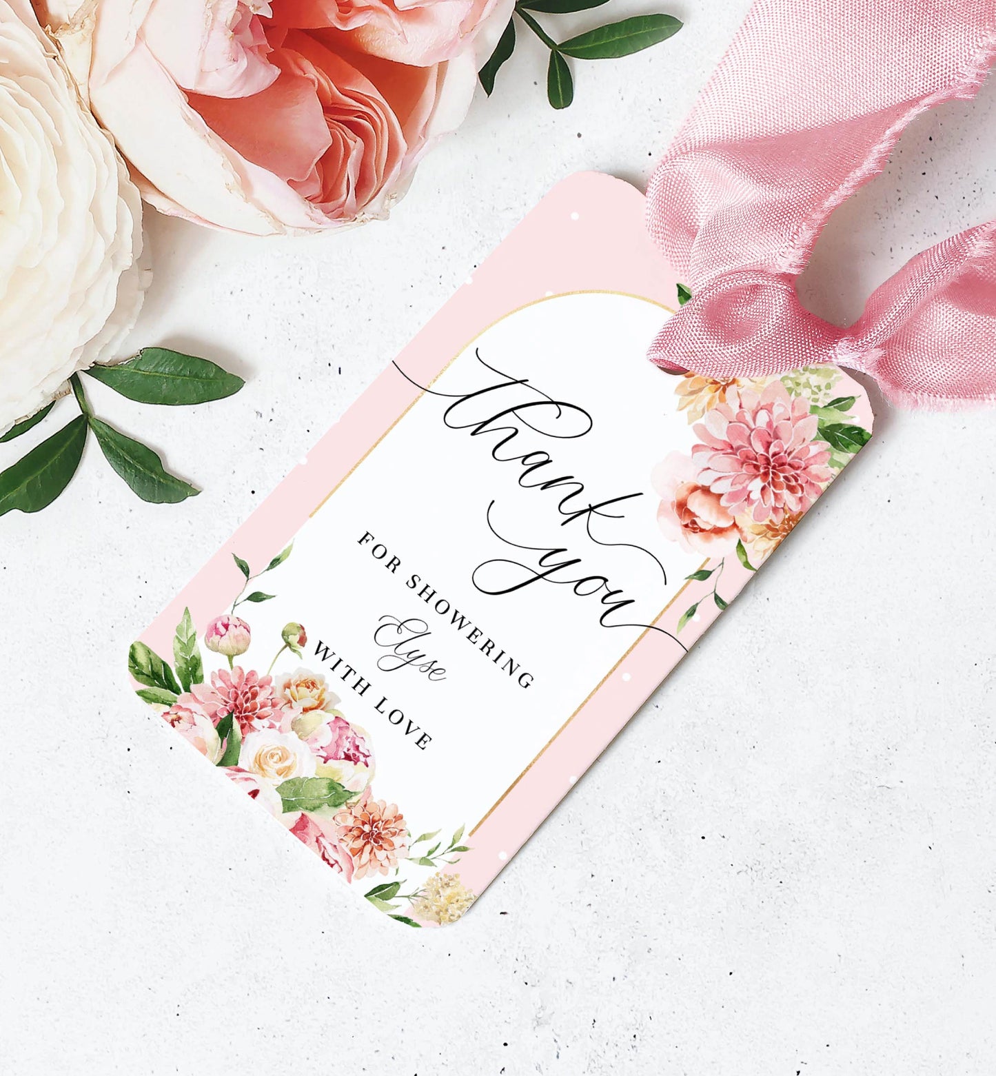 Quinn Floral Pink | Printable Favour Tags