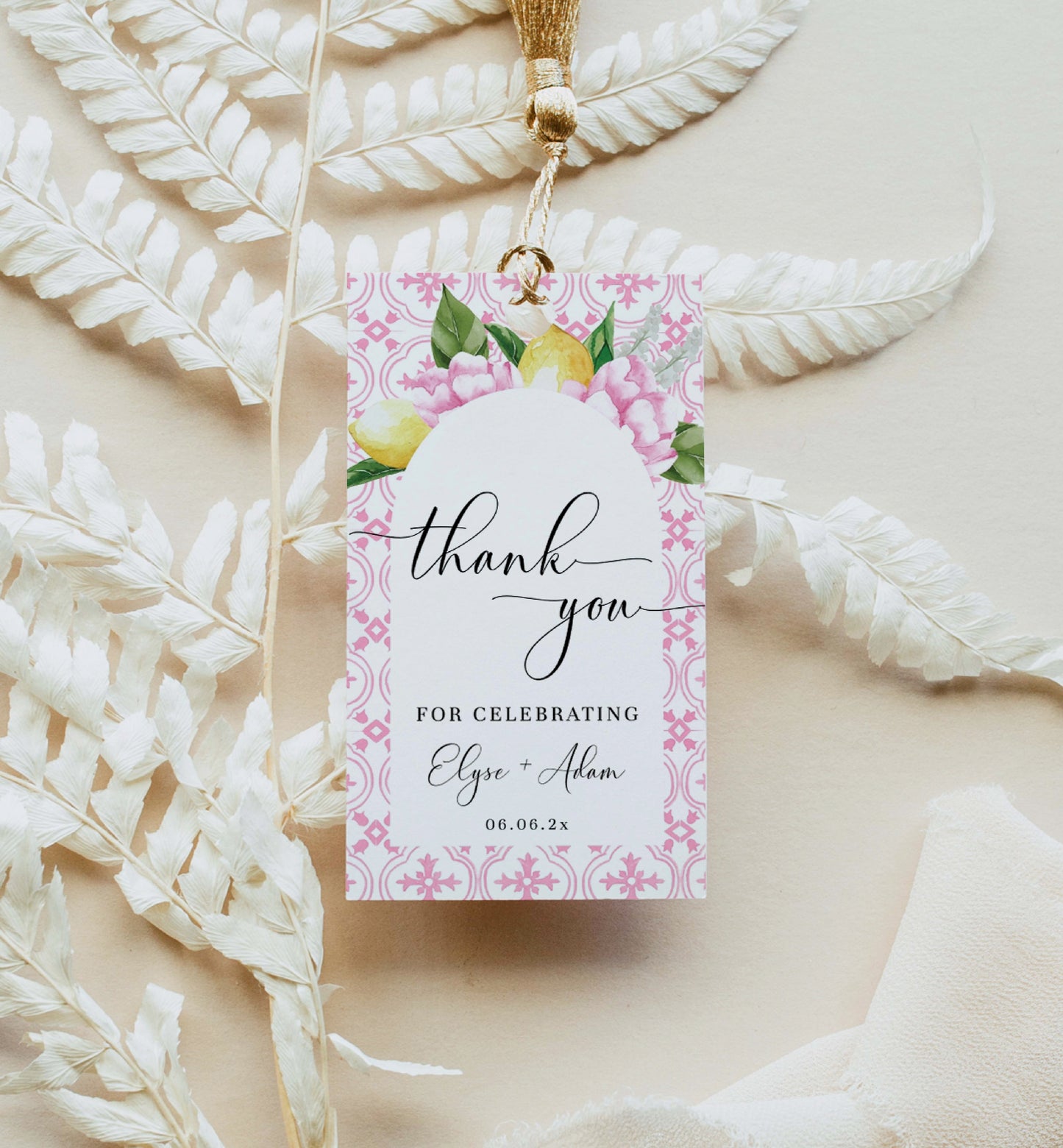 The Med Arch Pink Lemons | Printable Favour Tag Template