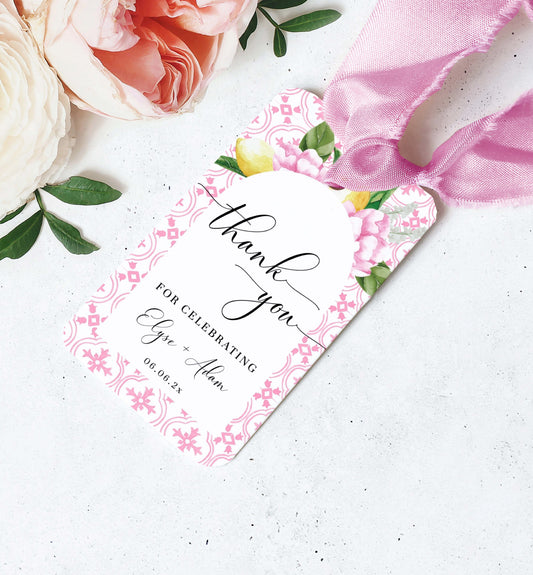 The Med Arch Pink Lemons | Printable Favour Tag Template