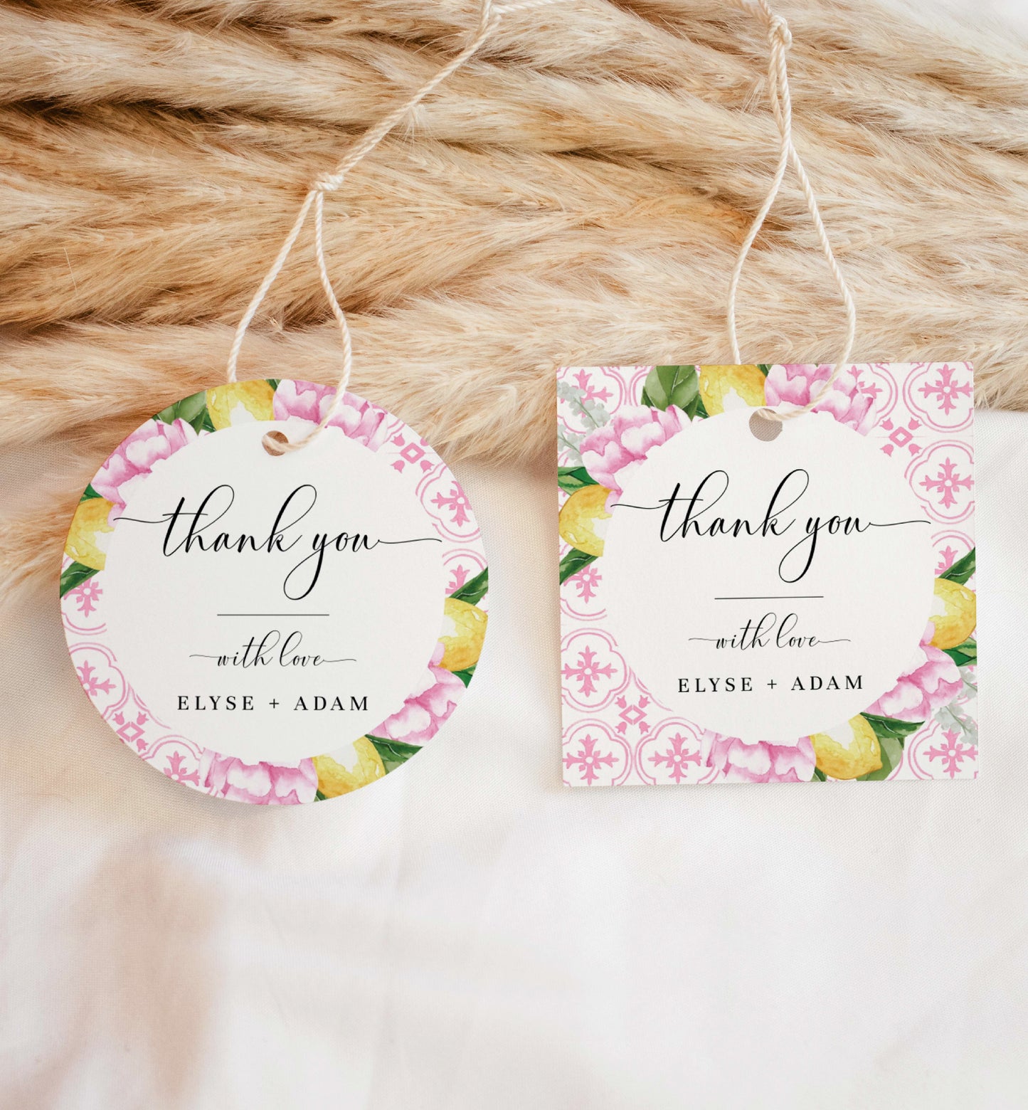 The Med Arch Pink Lemons | Printable Favour Tag Template