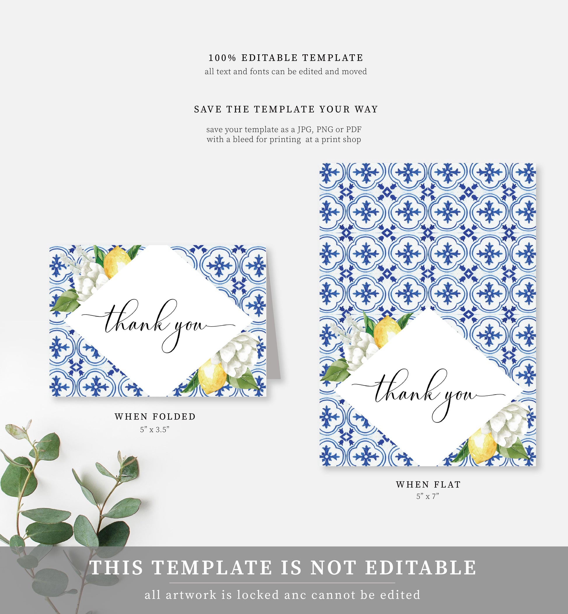 The Med Lemons | Printable Thank You Card - Black Bow Studio