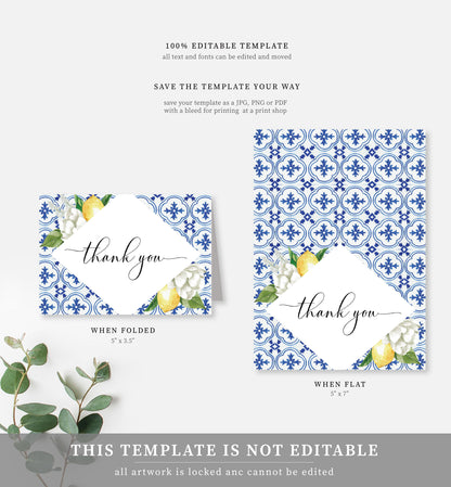 The Med Lemons | Printable Thank You Card - Black Bow Studio