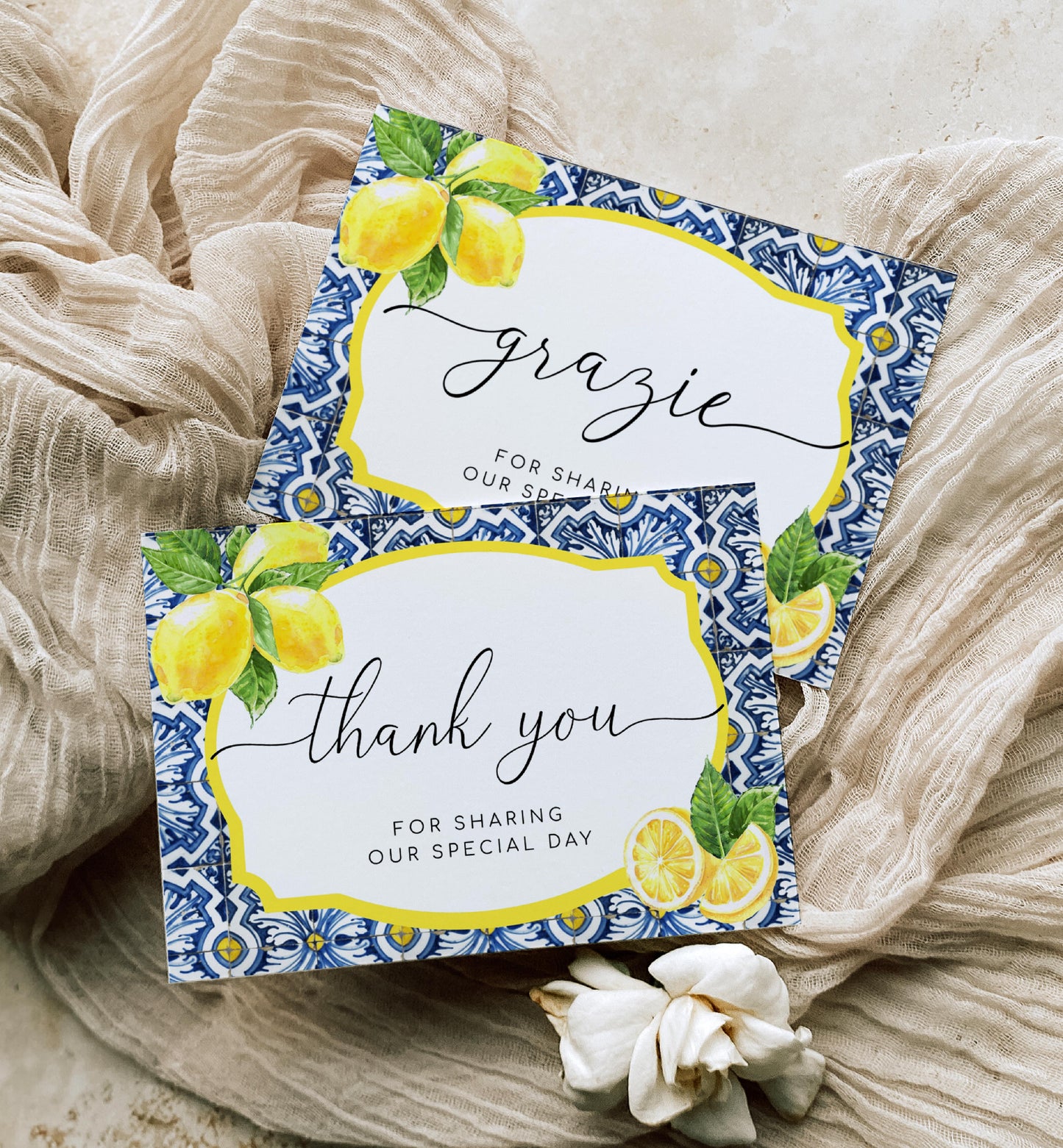 Positano Lemons | Printable Thank You Card Template