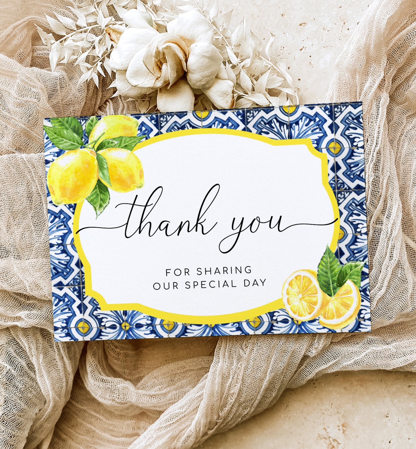 Positano Lemons | Printable Thank You Card Template