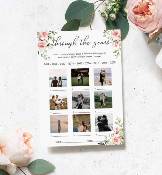 Darcy Floral Pink | Printable Through The Years Bridal Shower Game