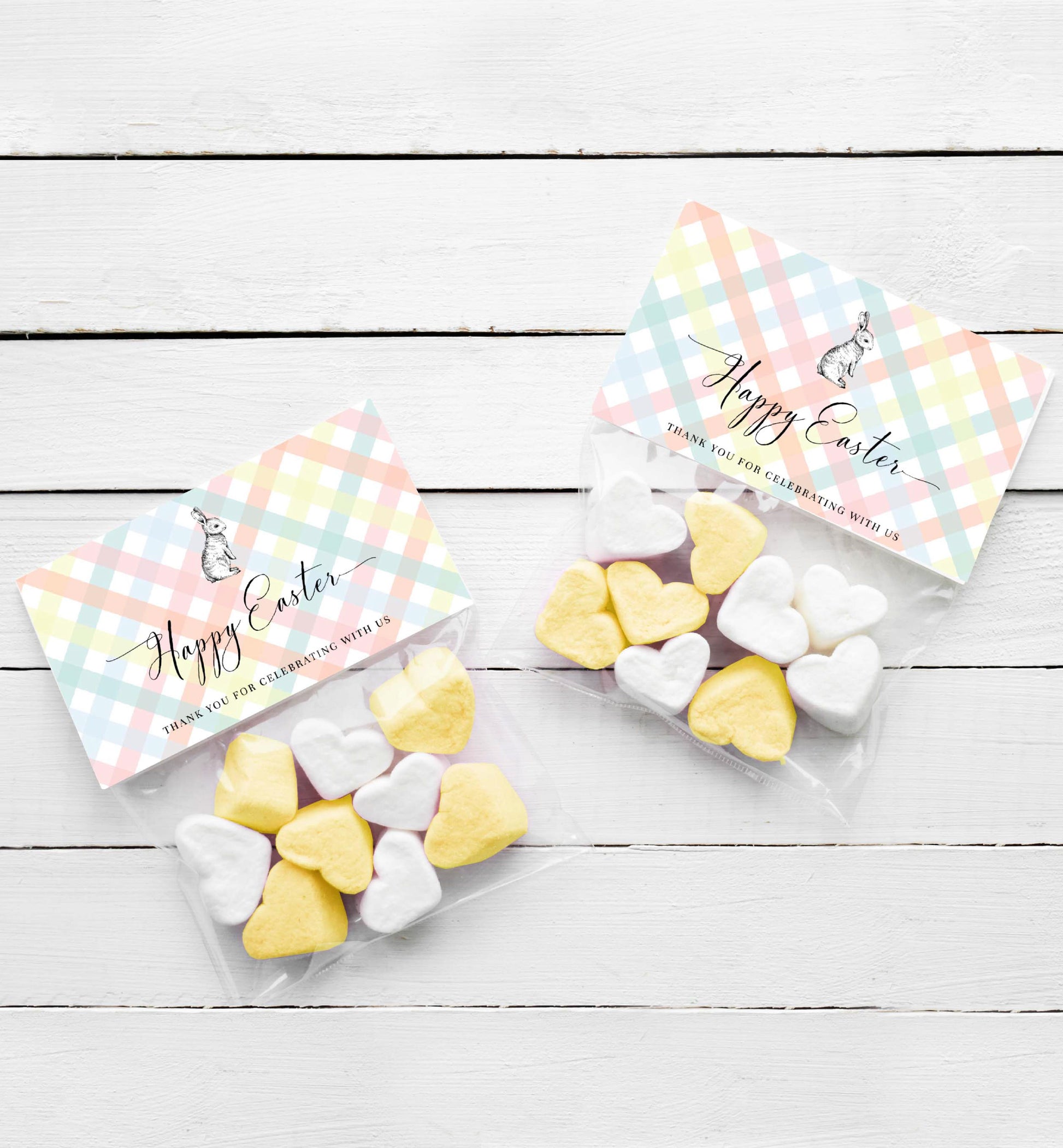Printable Easter Favor Bag Topper, Editable Easter Egg Favor Bag Topper, Multi Coloured Gingham Easter Favour Tag, Happy Easter Tag