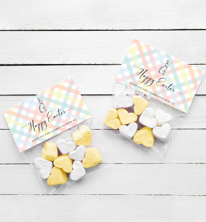 Printable Easter Favor Bag Topper, Editable Easter Egg Favor Bag Topper, Multi Coloured Gingham Easter Favour Tag, Happy Easter Tag