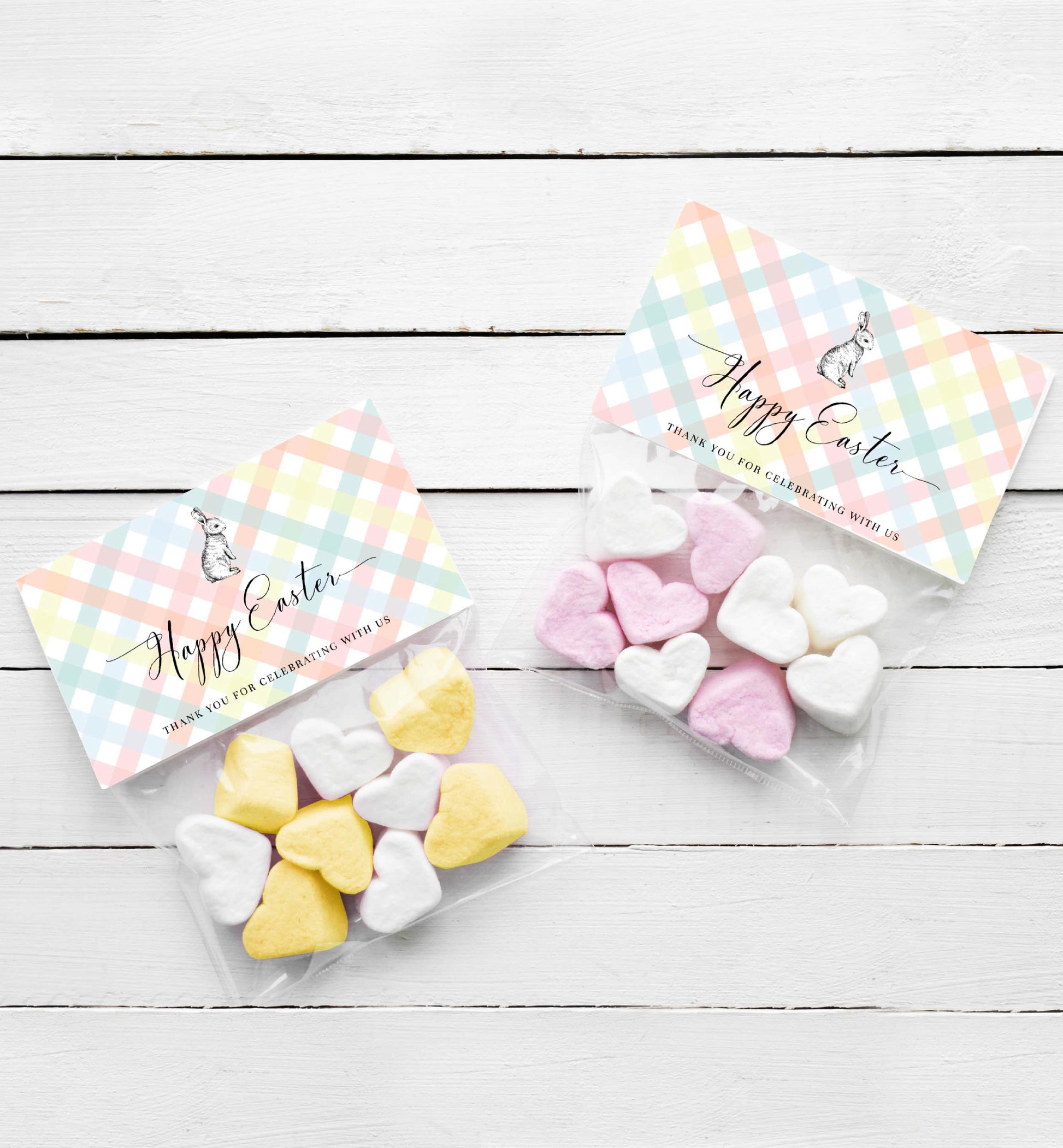 Printable Easter Favor Bag Topper, Editable Easter Egg Favor Bag Topper, Multi Coloured Gingham Easter Favour Tag, Happy Easter Tag