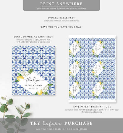 The Med Lemons | Printable Favour Treat Bag Topper Template